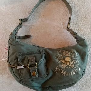 Fun Skull Love Army Green purse NWOT